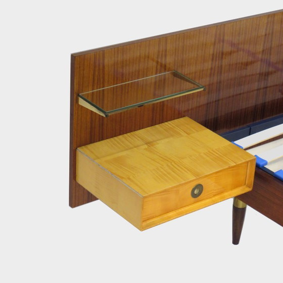 Image 1 of Vintage bed with bedside tables in teak and maple, 1960s
