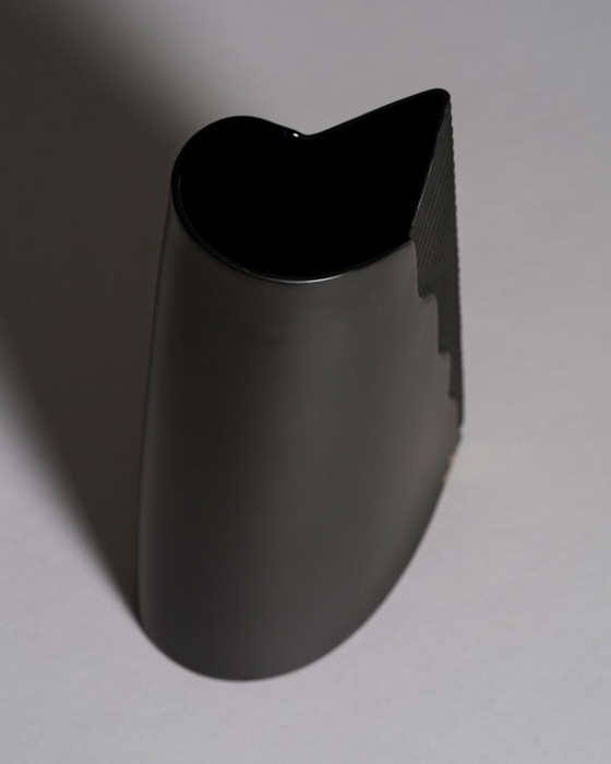 Image 1 of Rosenthal Porcelain Noire Vase Duo Uta Feyl “Memphis” & Ambrogio Pozzi “Totem"
