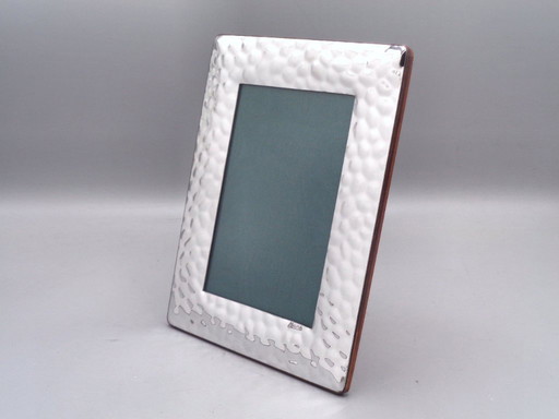 Handgemaakt, gehamerd, verzilverd metalen frame, binnenmaat 9x13 cm