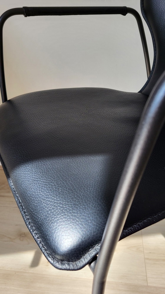 Image 1 of Set of 4 Bert Plantagie dining chairs black leather