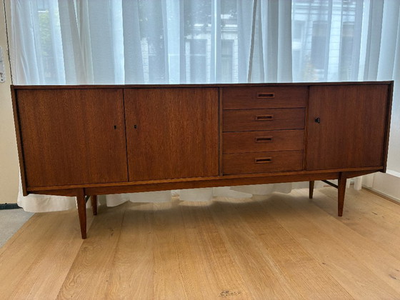 Vintage teak sideboard – sleek XL dresser, 208 cm – Wood (photo 6 of 12)