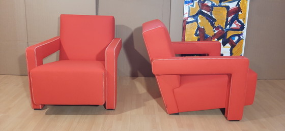 Image 1 of Cassina 2 Poltrona 637 Utrecht Nuova Mai Usata Lampo Rosso Lana 13L