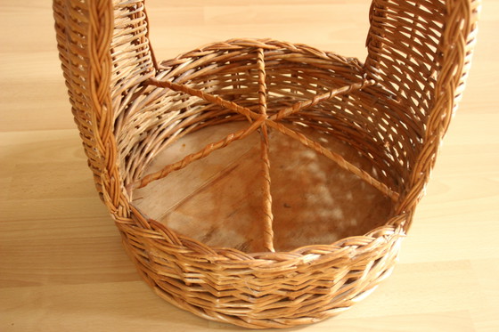 Image 1 of Flaschenkorb Hoch Geflochten - Handarbeit - Weide/Holz