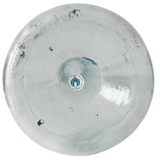 Image 1 of Vase vintage XL fait main en cristal artisanal bleu colombien, en verre recyclé des années 1950