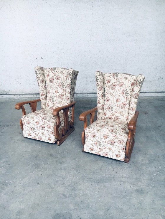 Image 1 of Ensemble de fauteuils à oreilles haut de style début XXe siècle