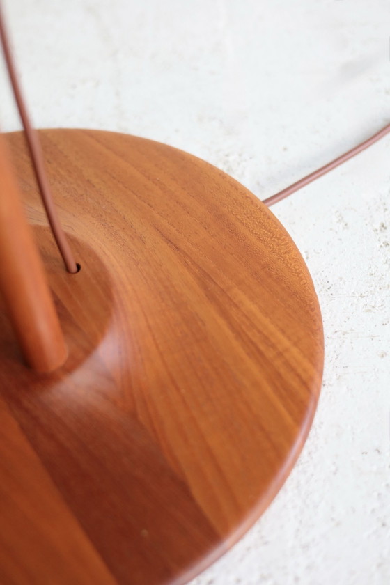 Lampadaire Vintage Domus, réglable en hauteur – Bois, Textile (photo 7 of 9)