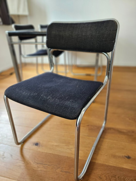 Image 1 of Vintage eettafel met 4x buisstoelen | Bataille & Ibens