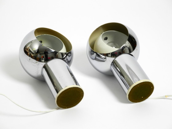 Image 1 of Paar schöne große Mid Century Space Age Chrom Tischlampen - Made in Italy