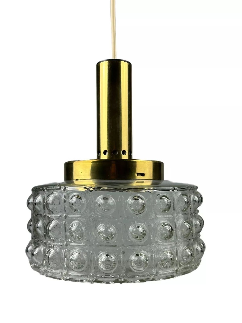 Lampe Suspendue Vintage RZB Boomerang Kaskade 5 Lumières - Verre Blanc 70s