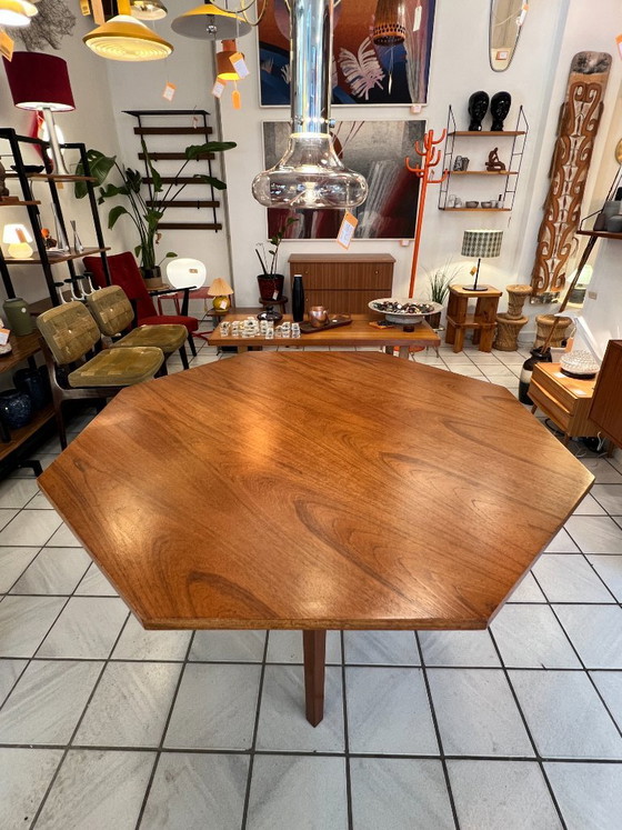 Vintage Octagonal Dining Table, Teak Wood, 1960s (photo 8 of 10)
