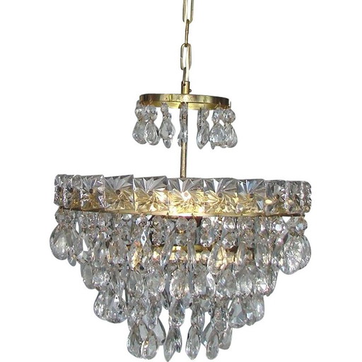 Lampadario di cristallo vintage 1960