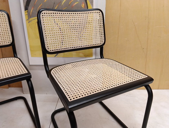 Image 1 of ALIVARMVSEVM 104. SET of 2 CESCA B32 Chairs (NEW) in Black Frame Limited Edition 