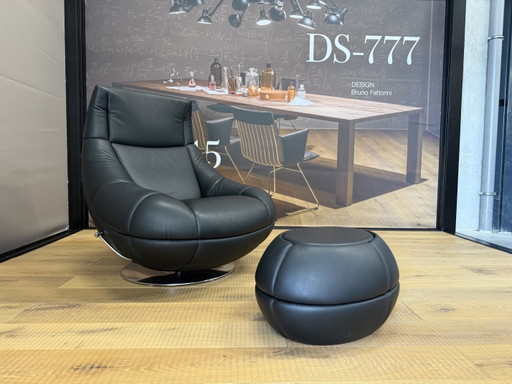 De Sede 166 Armchair with Ottoman Black Leather – fauteuils