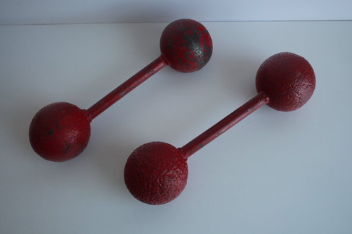 Set of Art deco Double Ball Dumbbells, 1930s.