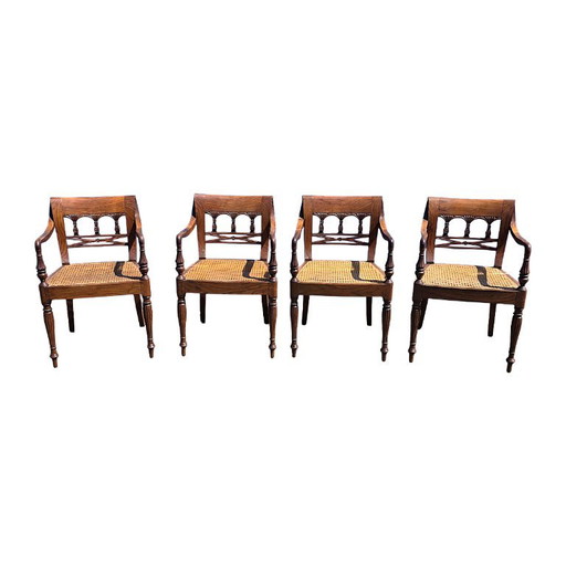 Poltrone coloniali antiche delle Indie Orientali Olandesi, circa 1900 – eetkamerstoelen, Wood