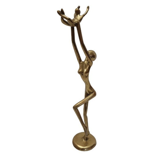 Vintage brass statue mother and child