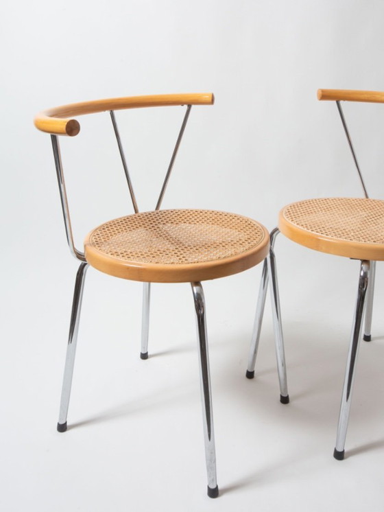 Image 1 of Sedie in rattan con cromature, nello stile di Cesca
