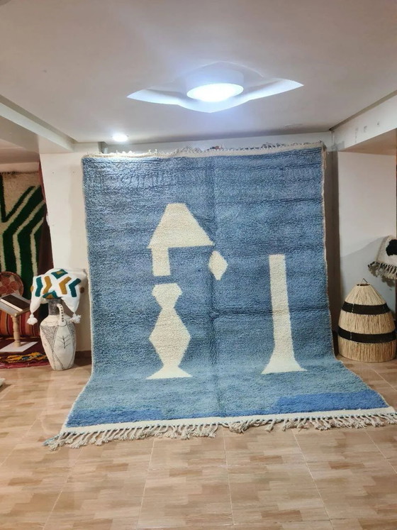 BeniOuaren Moderner Blauer Teppich 300x200 cm – Teppiche & Läufer, Wolle, Baumwolle, Scandinavian (photo 2 of 3)