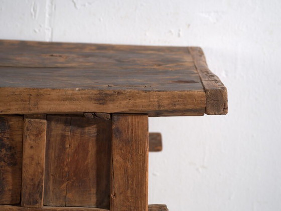 Tavolo antico in legno massello – Tavolino cinese con cassetto – circa 1900 – Console, Rustic (photo 39 of 40)