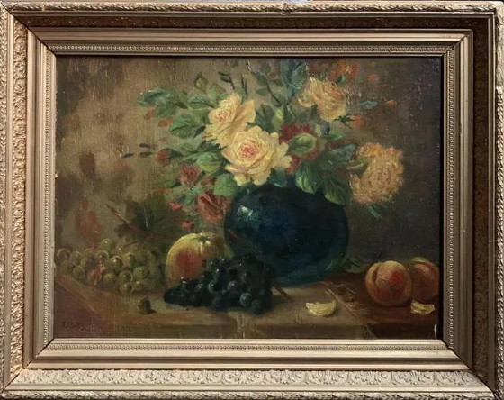 Painting "Still Life with Flower and Fruit". – Paintings & Drawings, Wood (photo 3 of 6)