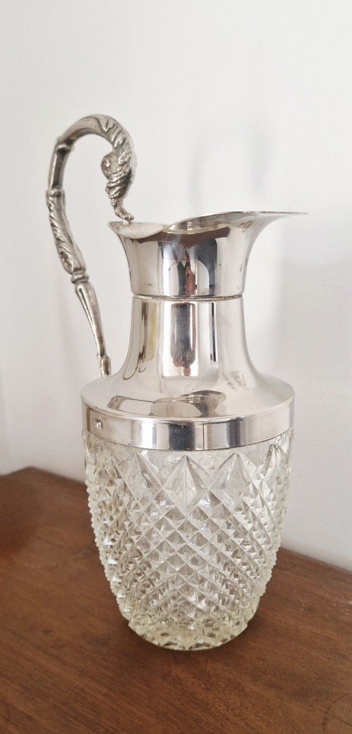Cut crystal and silver-plated metal decanter - Victorian / Napoleon III style