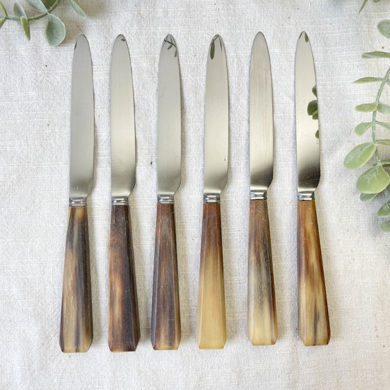 6 couteaux à dessert vintage en corne – Accessoires de table (photo 9 of 10)