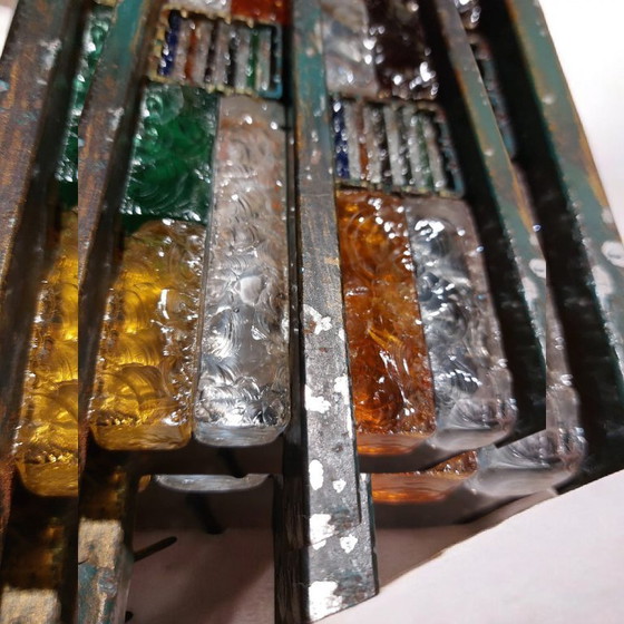 Image 1 of Een paar brutalistische wandlampen van Murano-glas uit de jaren 1960.