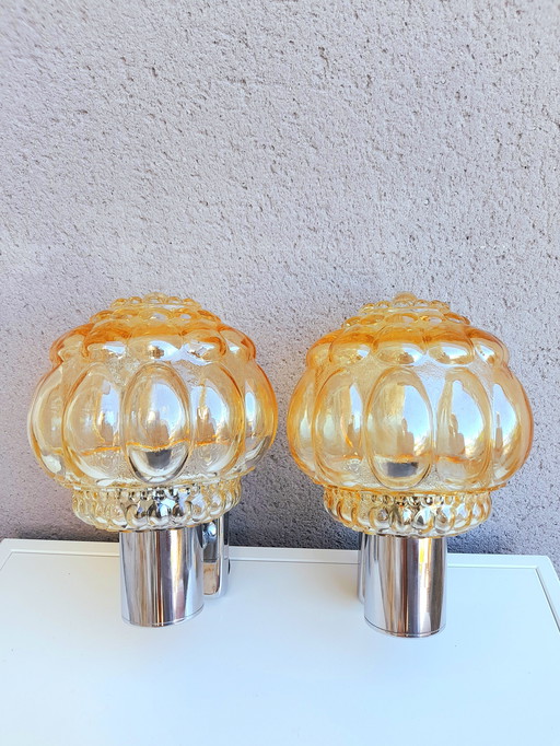 Pair of Helena Tynell 70s bubble sconces.