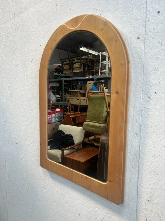 Image 1 of Vintage Large Pine Wood Mirror, Sweden 1970s
