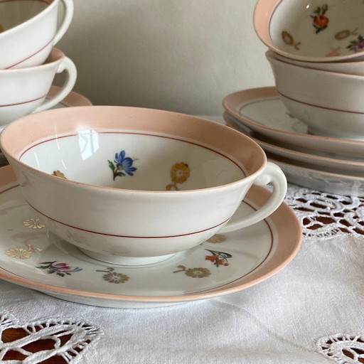 6 tazas antiguas de porcelana de Limoges para café, té y chocolate.