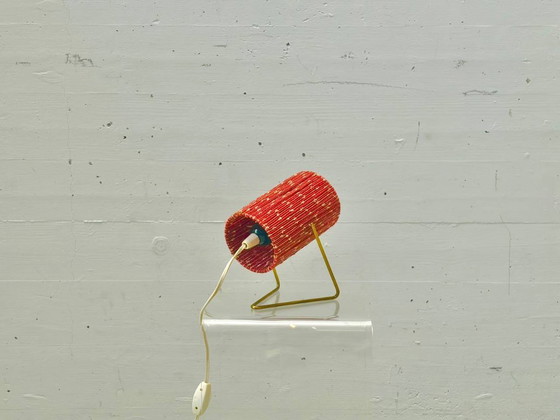Image 1 of Mid-century table lamp with fabric shade and brass frame, 1960s