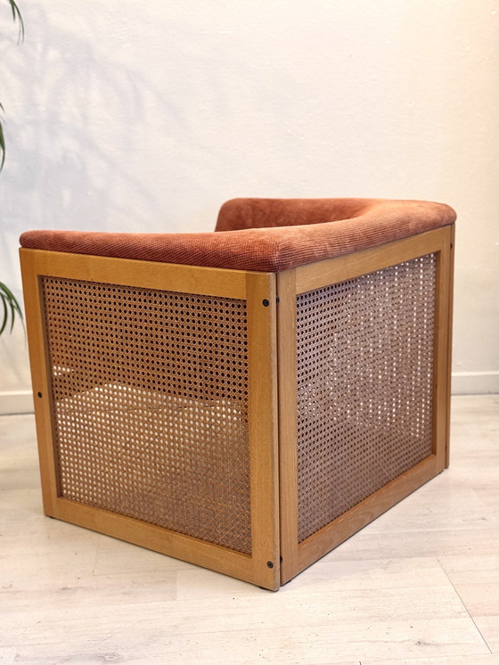 Image 1 of Poltrona vintage in stile boho anni '70 con fettuccia