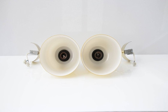 Image 1 of 2er Set Wandlampen Messing Glasschirm 80er J Vintage