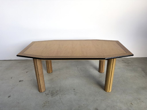 Vintage burl wood dining table, 1980s