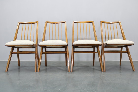 Image 1 of 1970 Ensemble de quatre chaises de salle à manger en hêtre, Allemagne de l'Ouest