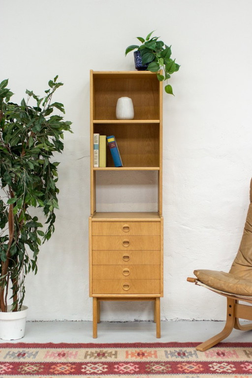 Vintage highboard bookcase chest of drawers oak