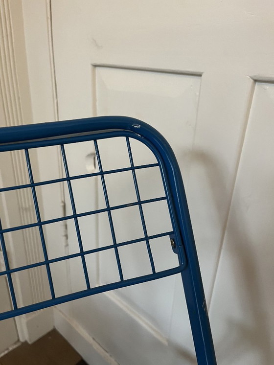 Image 1 of 3x Vintage folding chair by Niels Gammelgaard, two shades of blue and yellow