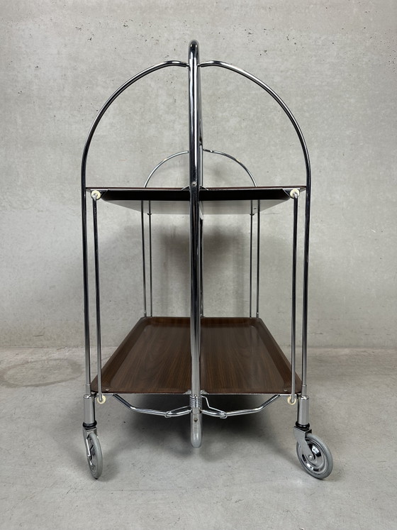 Vintage Foldable Serving Trolley - Gerlinol – Bar carts, Chrome, Wood (photo 3 of 12)