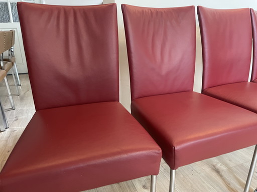 Chaises de salle à manger Bert Plantagie rouge bordeaux sur roulettes