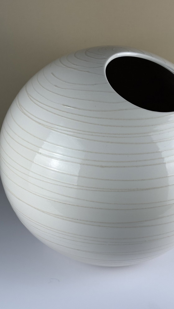 Image 1 of Ikea design large ceramic round floor spherical vase sand cream
