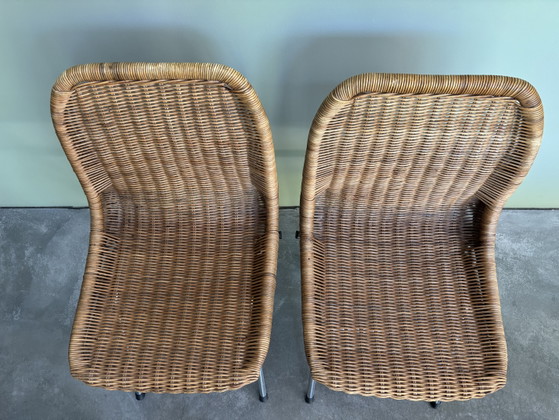 2 sedie da pranzo Dirk Van Sliedregt – Metal, Rattan (photo 4 of 15)