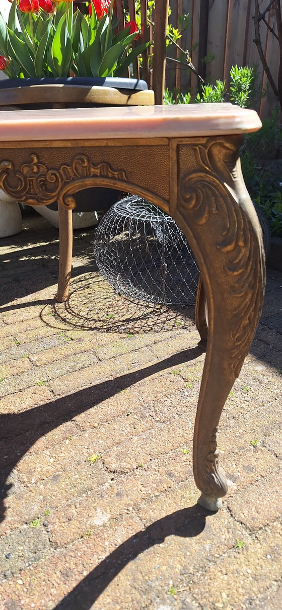 Image 1 of Hollywood Regency coffee table marble brass