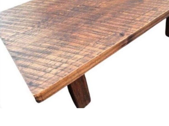Image 1 of Robuuste gedisseld eiken Vintage 70’s Brutalist coffeetable