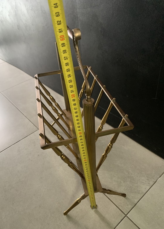 Image 1 of vintage brass magazine rack