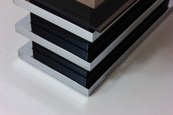 Image 1 of Black and chrome vintage coffee table