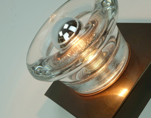 1960s-70s Space Age Sconce by Cosack-Leuchten Metal and Thick Glass