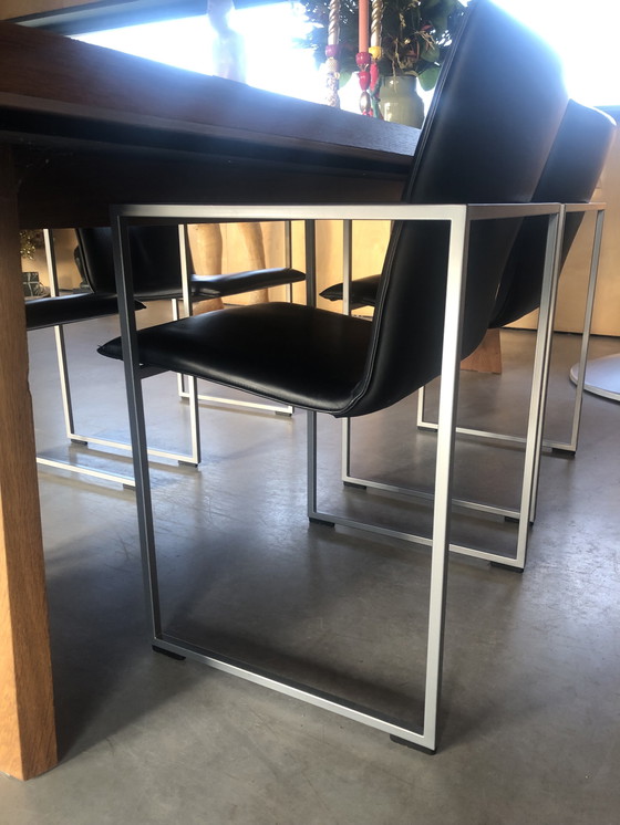 Image 1 of Arco Frame chairs 4 pcs black leather/aluminum