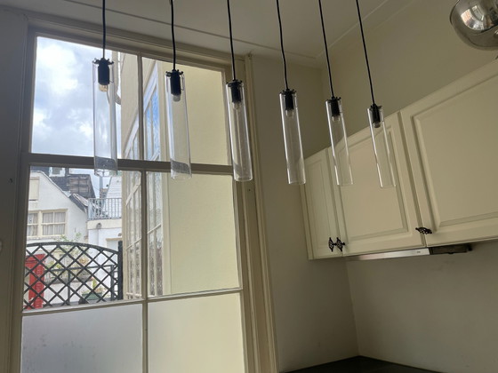 Design Pendelleuchte, Pendelleuchten, Glas, Metall, Schwarz (Foto 3 von 5)