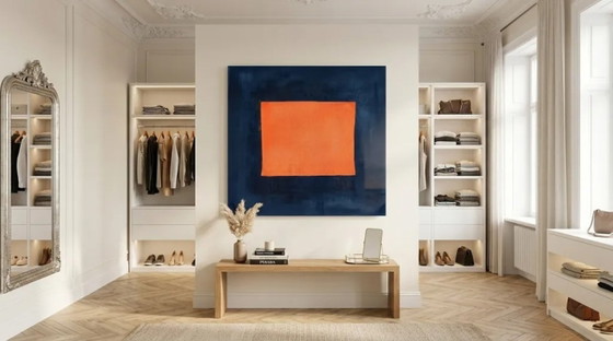 Wabi Sabi Abstract Neon Orange 95×95 cm | Fine Art on 5 mm Acrylic Glass | Exhibition Piece – Art Prints (photo 4 of 6)