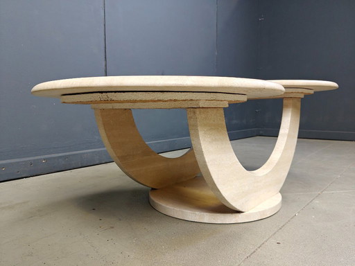 Vintage two tier travertine coffee table, 1970s 